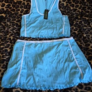 Club Exx Baby Blue Rhinestone Butterfly Two Piece Set